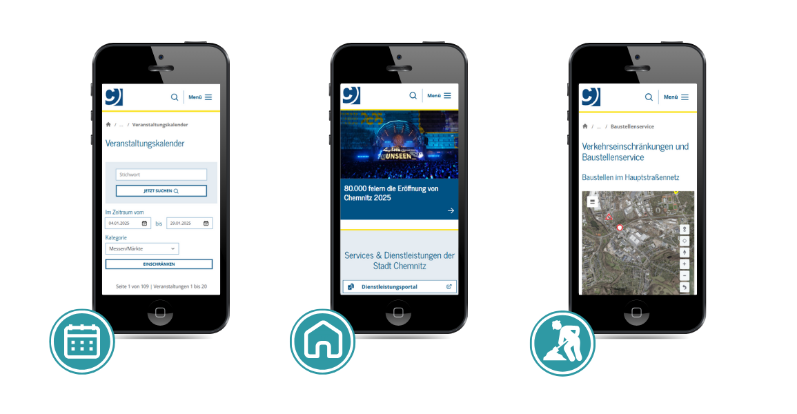 Case Study TYPO3 Migration: Anzeige der Webseite der Stadt Chemnitz auf dem Handy